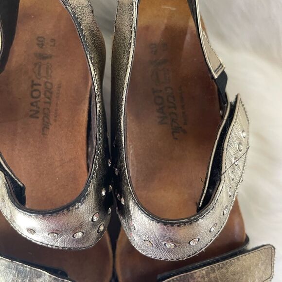 Naot metallic antique bronze wedge straps sandals Rhinestones accent EUR SZ40 - Picture 10 of 14